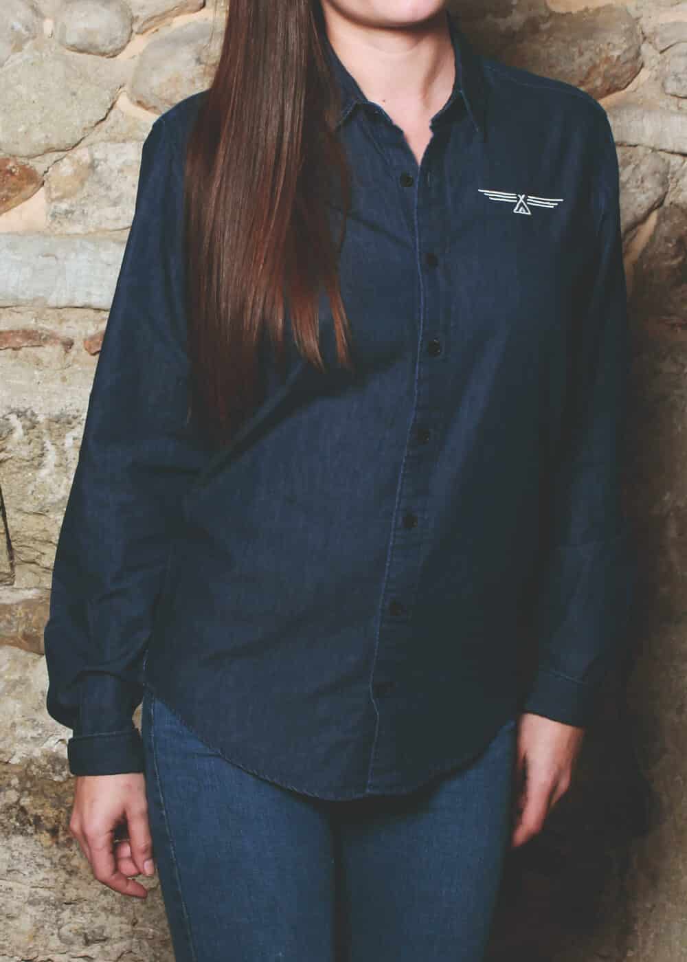 Chemise denim bleue indigo femme