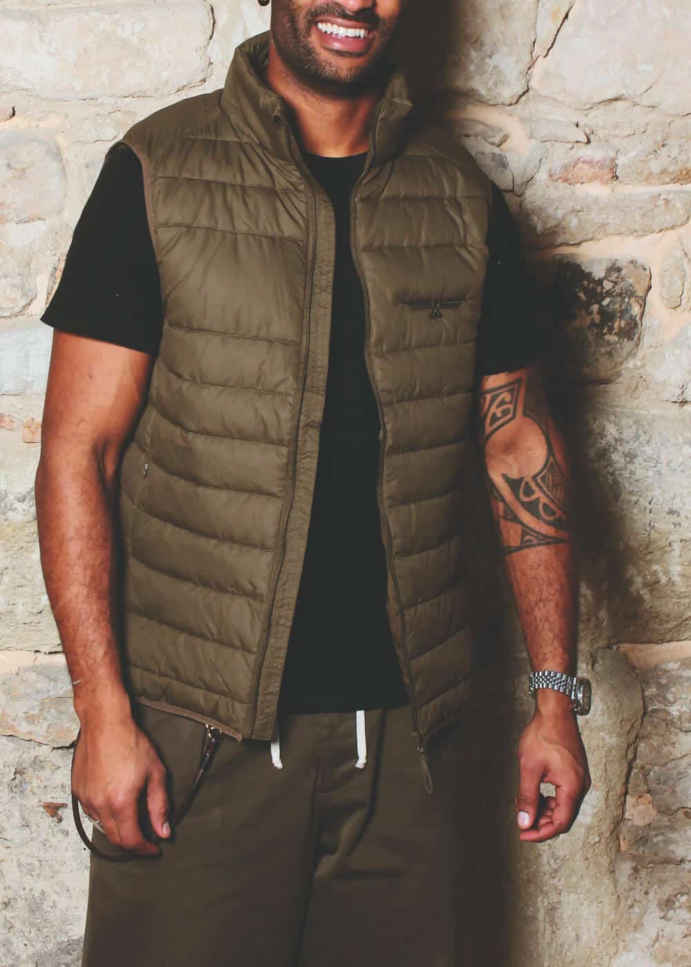Veste zippée sans manches kaki