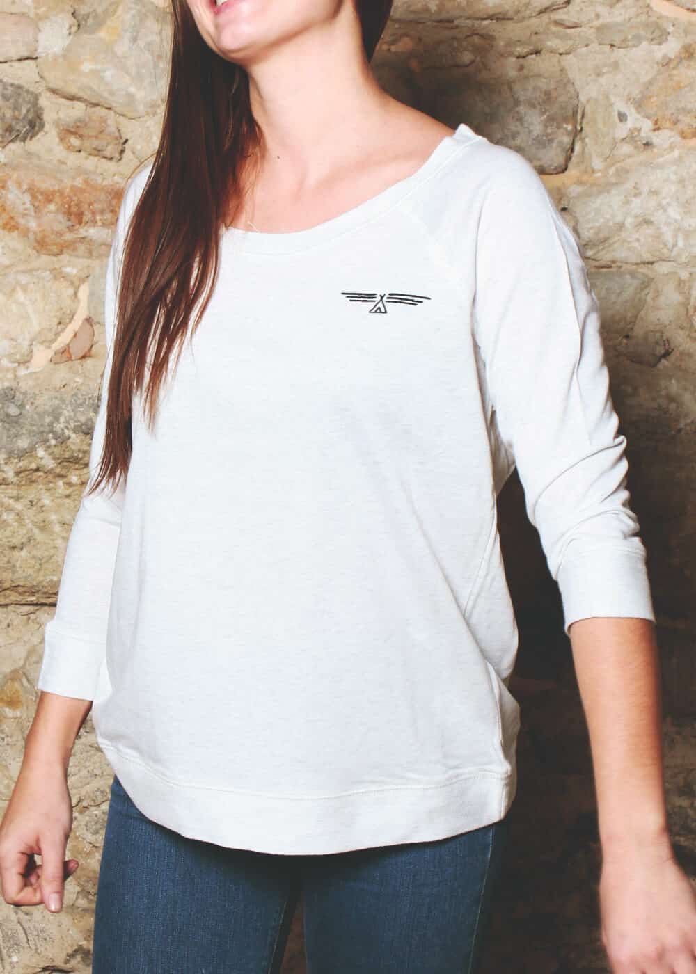sweat manches 3/4 femme écru