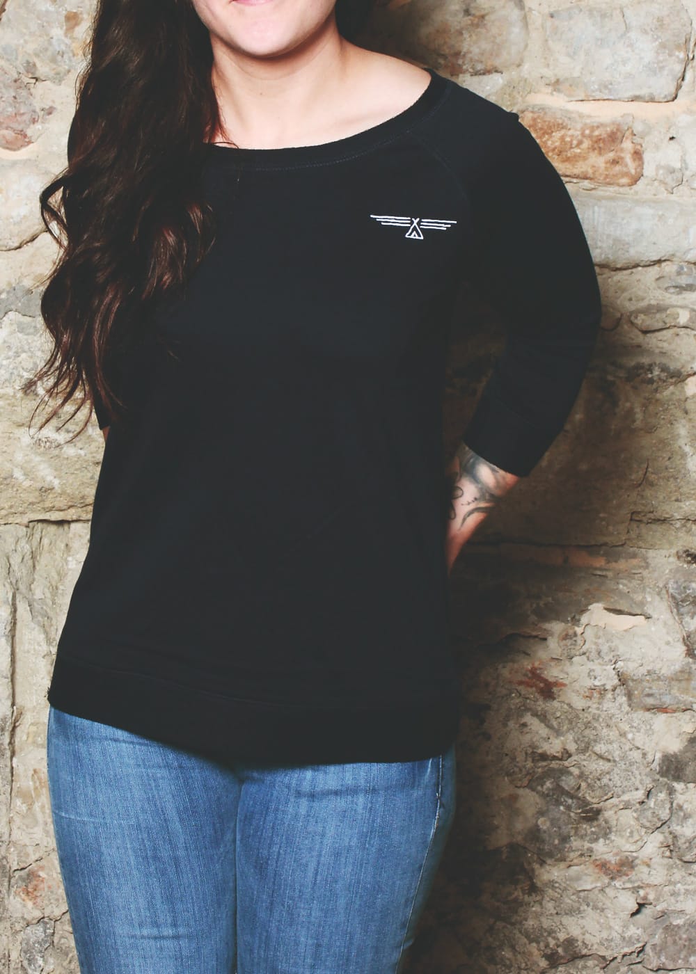 Sweat manches 3/4 bleu indigo